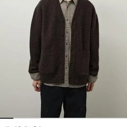 [BUNJANG] Roughside V-Neck Wool Cardigan Bark / [1]러프사이드 브이넥 울 가디건 바크