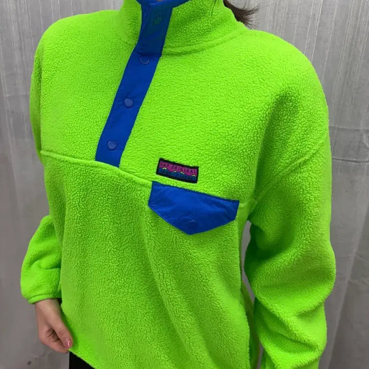 [BUNJANG] GAP Arctic Fleece Snap Pullover - Neon Green / GAP 갭 아틱 플리스 스냅 풀오버 집업 후리스