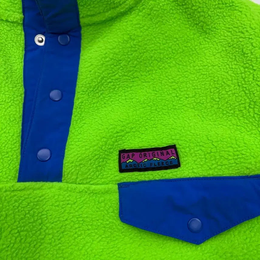 [BUNJANG] GAP Arctic Fleece Snap Pullover - Neon Green / GAP 갭 아틱 플리스 스냅 풀오버 집업 후리스
