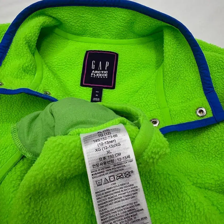 [BUNJANG] GAP Arctic Fleece Snap Pullover - Neon Green / GAP 갭 아틱 플리스 스냅 풀오버 집업 후리스