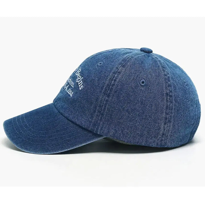 [BUNJANG] Big Size Denim Boston Ball Cap Hat Unisex / 빅사이즈 데님 보스턴 볼캡 모자 대두모자 남여공용