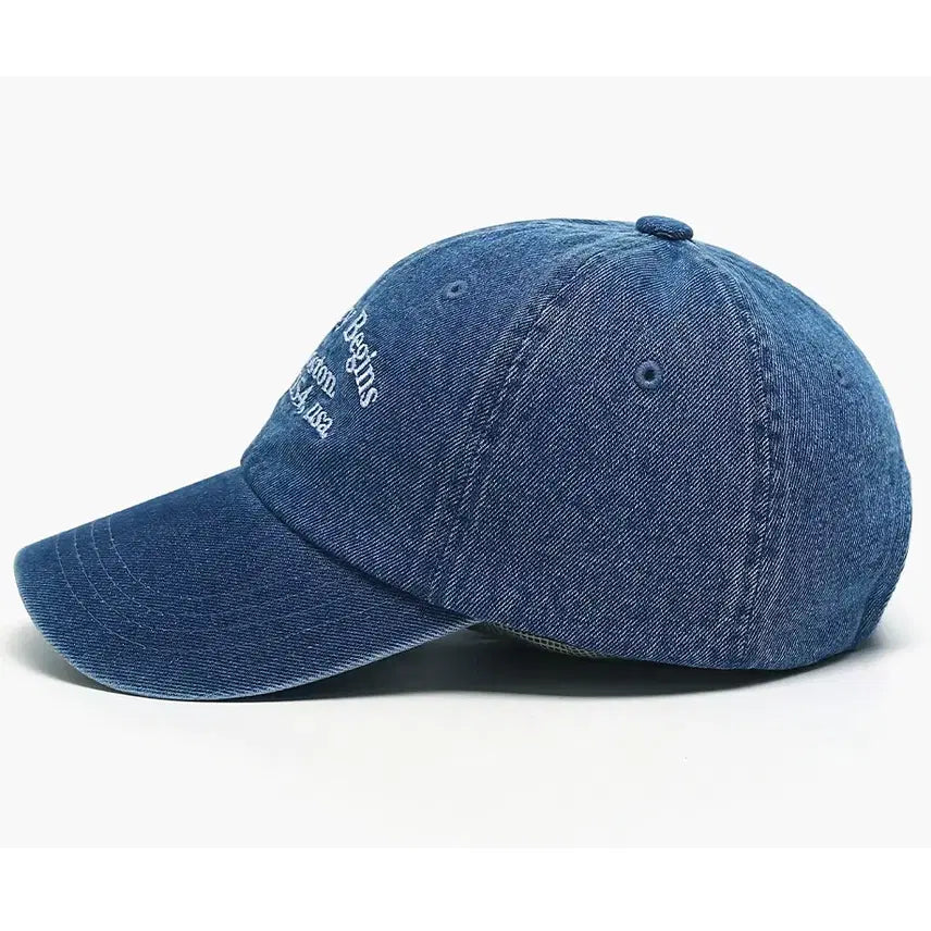 [BUNJANG] Big Size Denim Boston Ball Cap Hat Unisex / 빅사이즈 데님 보스턴 볼캡 모자 대두모자 남여공용