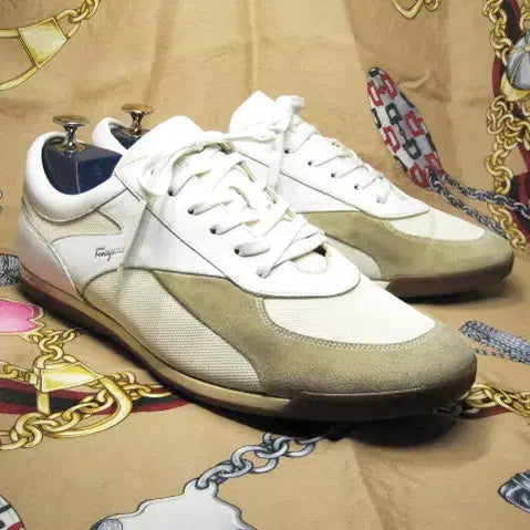 [BUNJANG] Ferragamo Calfskin Sneakers (White, Size 285) / 이태리명품 페라가모 화이트계열 카프스킨 스니커즈 285