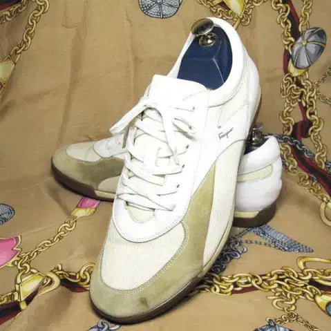 [BUNJANG] Ferragamo Calfskin Sneakers (White, Size 285) / 이태리명품 페라가모 화이트계열 카프스킨 스니커즈 285
