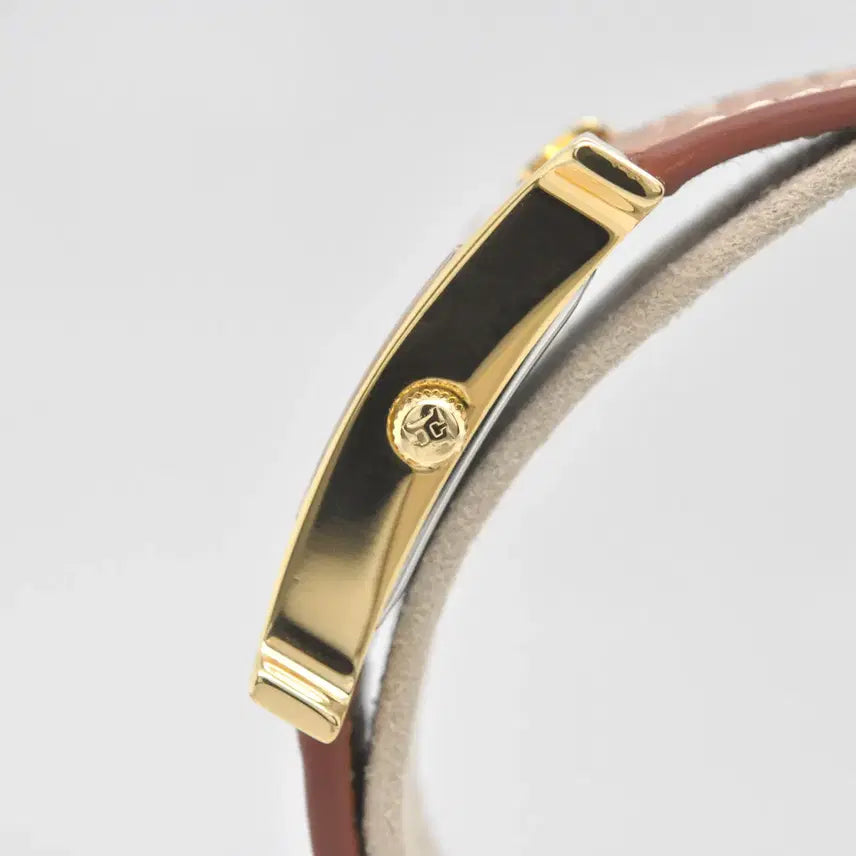 [BUNJANG] Hermès H Hour Gold Plated Watch / <세일> 에르메스 H아워 금장 중고명품 PM사이즈 여성용 가죽 손목시계