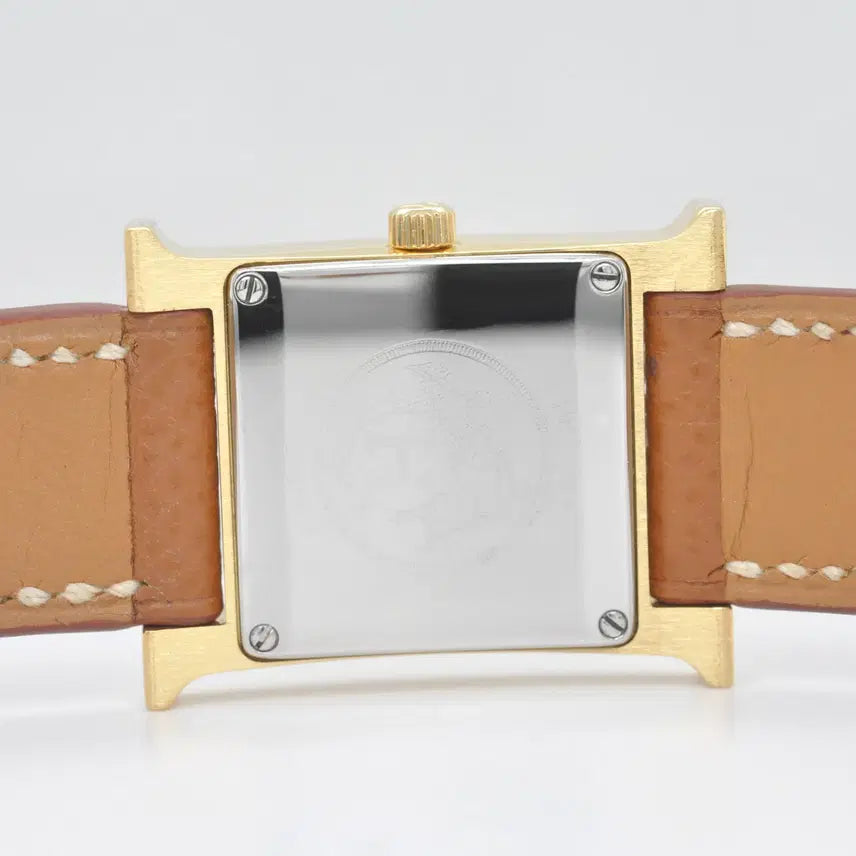 [BUNJANG] Hermès H Hour Gold Plated Watch / <세일> 에르메스 H아워 금장 중고명품 PM사이즈 여성용 가죽 손목시계