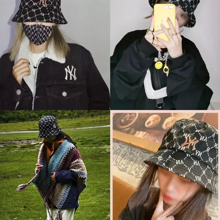 [BUNJANG] MLB Black Champagne Gold Lettering Bucket Hat / MLB 엠엘비 블랙 샴페인골드 레터링 벙거지 모자 버킷햇