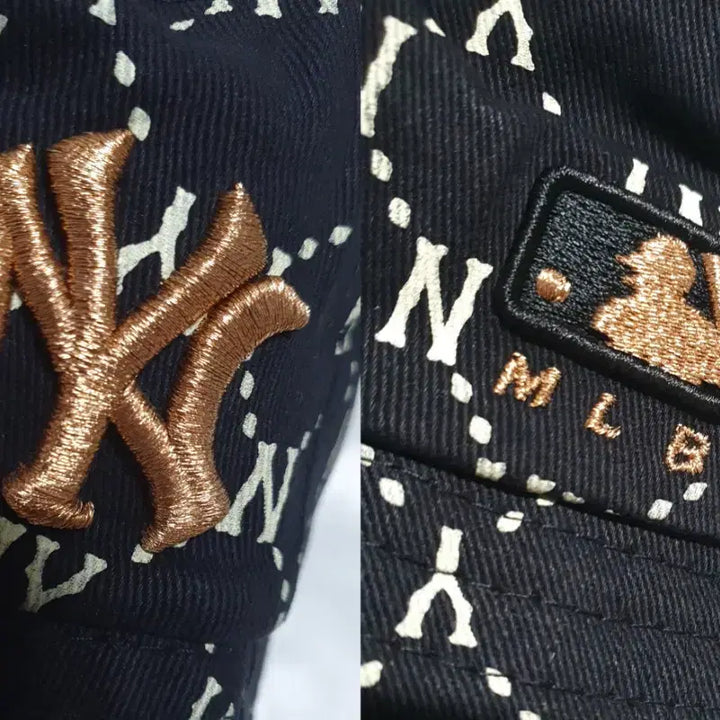 [BUNJANG] MLB Black Champagne Gold Lettering Bucket Hat / MLB 엠엘비 블랙 샴페인골드 레터링 벙거지 모자 버킷햇