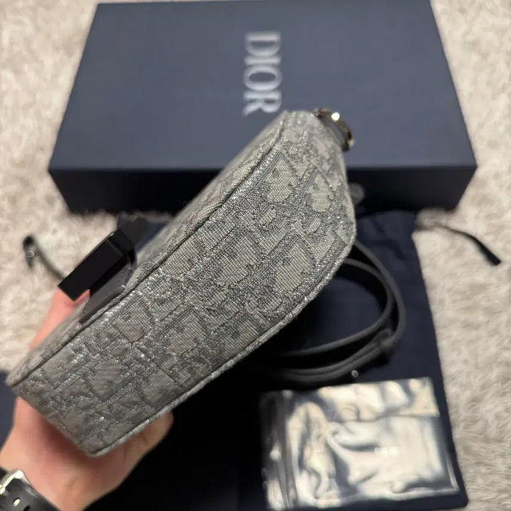 [BUNJANG] Dior Oblique Ruthenium Mini Saddle Crossbody Bag / [ OS ] 디올 오블리크 루테늄 미니 새들 크로스백