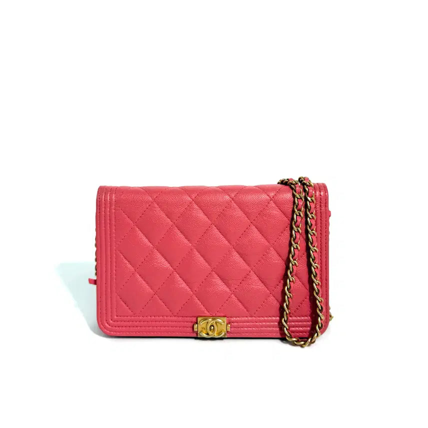 [BUNJANG] Chanel Boy WOC Chain Bag Pink / 샤넬 캐비어 보이 WOC 체인백 핑크