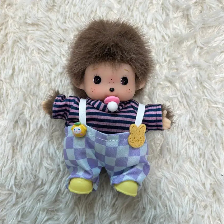 [BUNJANG] Monchhichi Overalls Doll Keyring / (새상품) 멜빵 몬치치 인형키링 몬치치 희귀템