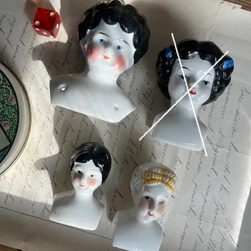 [BUNJANG] Antique Head Dolls 4-Piece Set / 앤틱 헤드돌 4p