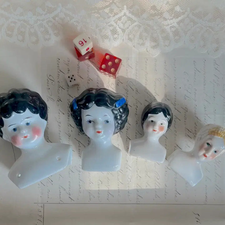 [BUNJANG] Antique Head Dolls 4-Piece Set / 앤틱 헤드돌 4p