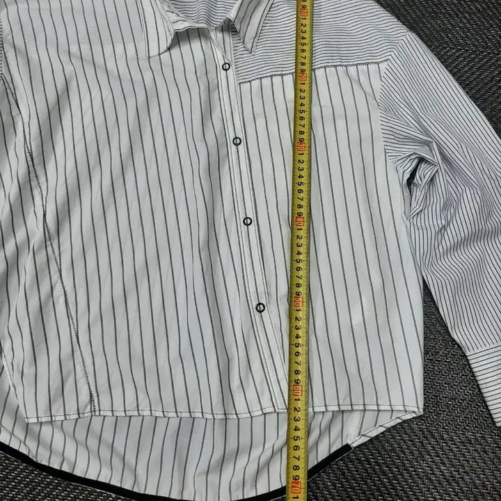 [BUNJANG] Vov Mix Stripe Cotton Shirt White / 보브 믹스 스트라이프 코튼 셔츠 화이트