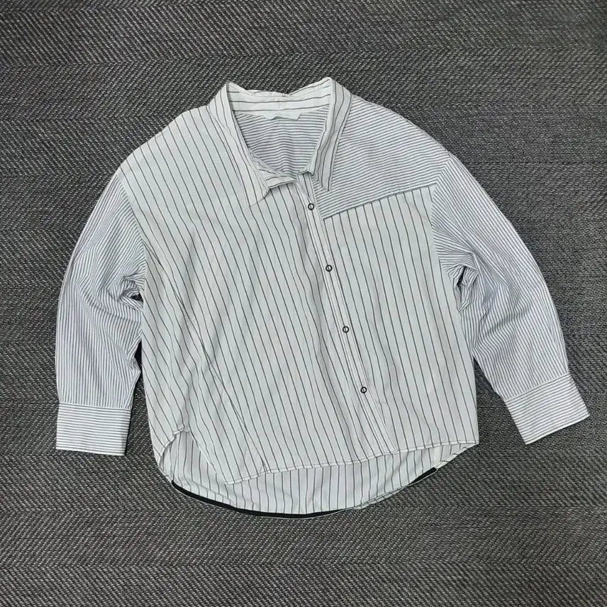 [BUNJANG] Vov Mix Stripe Cotton Shirt White / 보브 믹스 스트라이프 코튼 셔츠 화이트