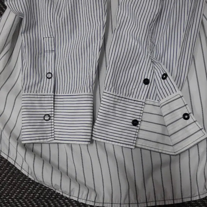 [BUNJANG] Vov Mix Stripe Cotton Shirt White / 보브 믹스 스트라이프 코튼 셔츠 화이트