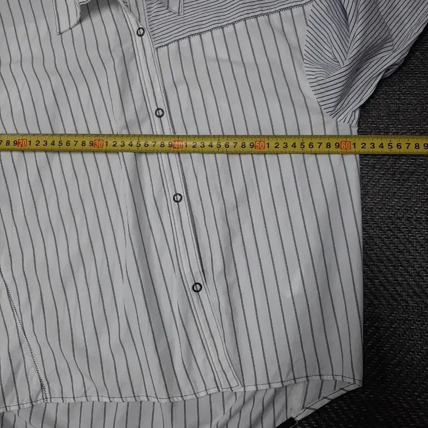 [BUNJANG] Vov Mix Stripe Cotton Shirt White / 보브 믹스 스트라이프 코튼 셔츠 화이트