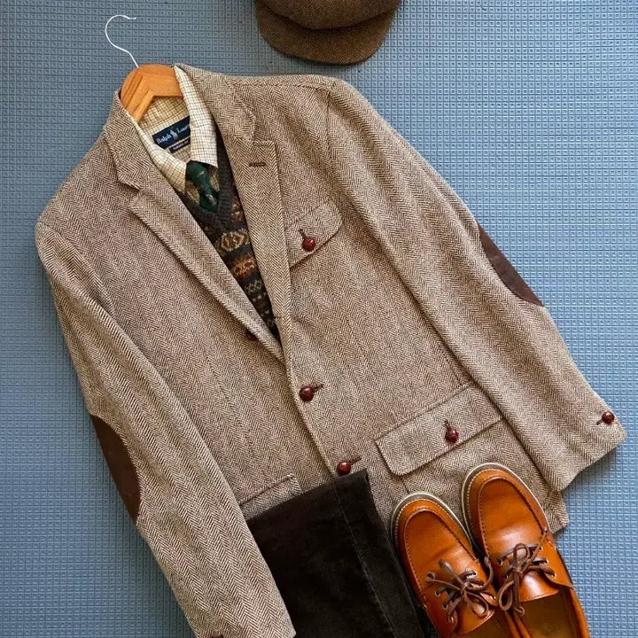 [BUNJANG] Polo Ralph Lauren Elbow Patch Herringbone Jacket / 폴로 랄프로렌 엘보패치 플랩포켓 오리지날 헤링본 자켓