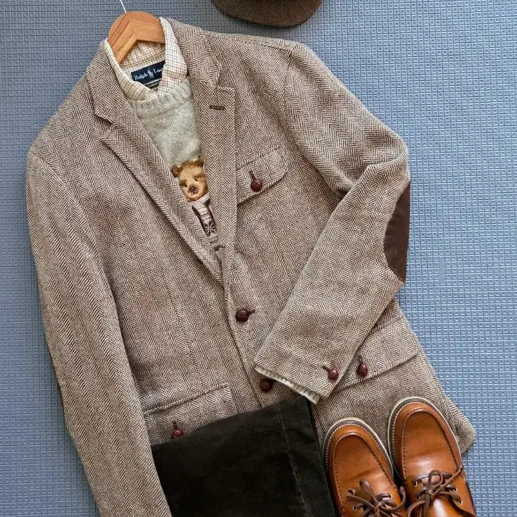 [BUNJANG] Polo Ralph Lauren Elbow Patch Herringbone Jacket / 폴로 랄프로렌 엘보패치 플랩포켓 오리지날 헤링본 자켓
