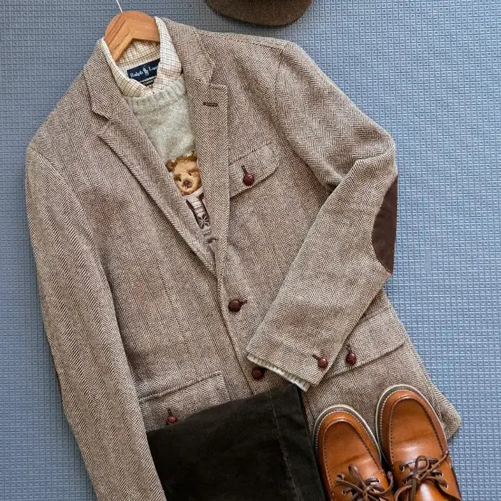 [BUNJANG] Polo Ralph Lauren Elbow Patch Herringbone Jacket / 폴로 랄프로렌 엘보패치 플랩포켓 오리지날 헤링본 자켓