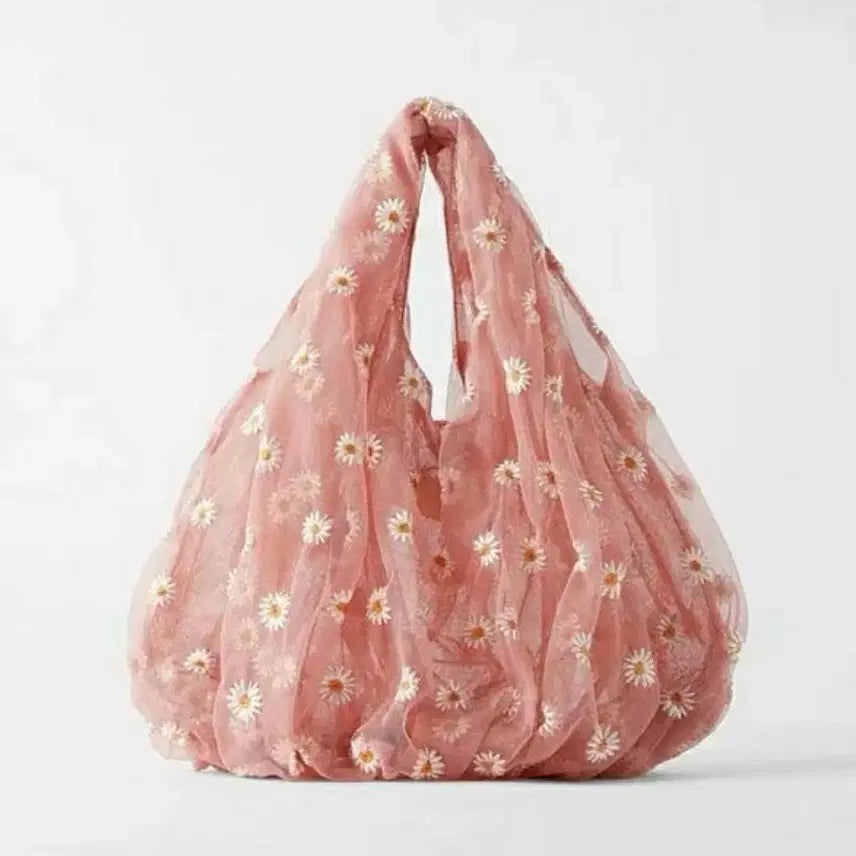 [BUNJANG] ZARA Daisy Chiffon Flower Tote Bag / 자라 데이지 쉬폰 플라워 꽃가방(미사용)