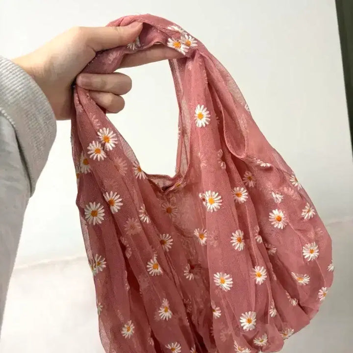 [BUNJANG] ZARA Daisy Chiffon Flower Tote Bag / 자라 데이지 쉬폰 플라워 꽃가방(미사용)