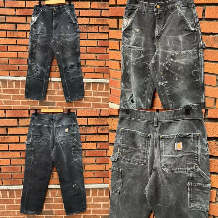 [SOLD OUT] Carhartt 블랙 더블니 팬츠 (30)