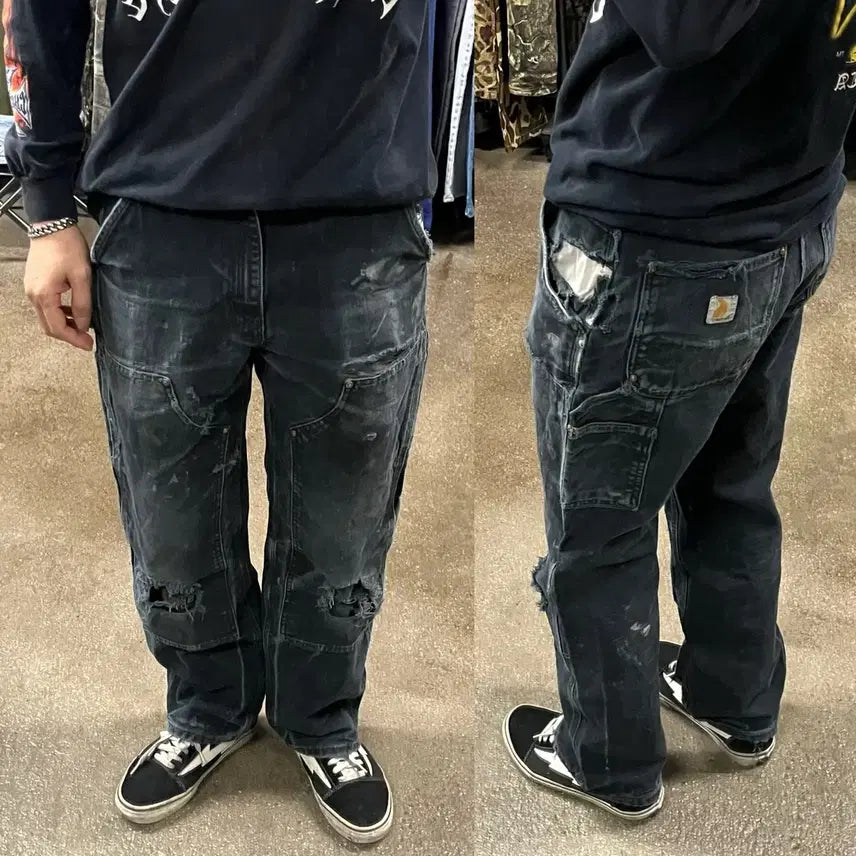 [SOLD OUT] Carhartt 블랙 더블니 팬츠 (30)
