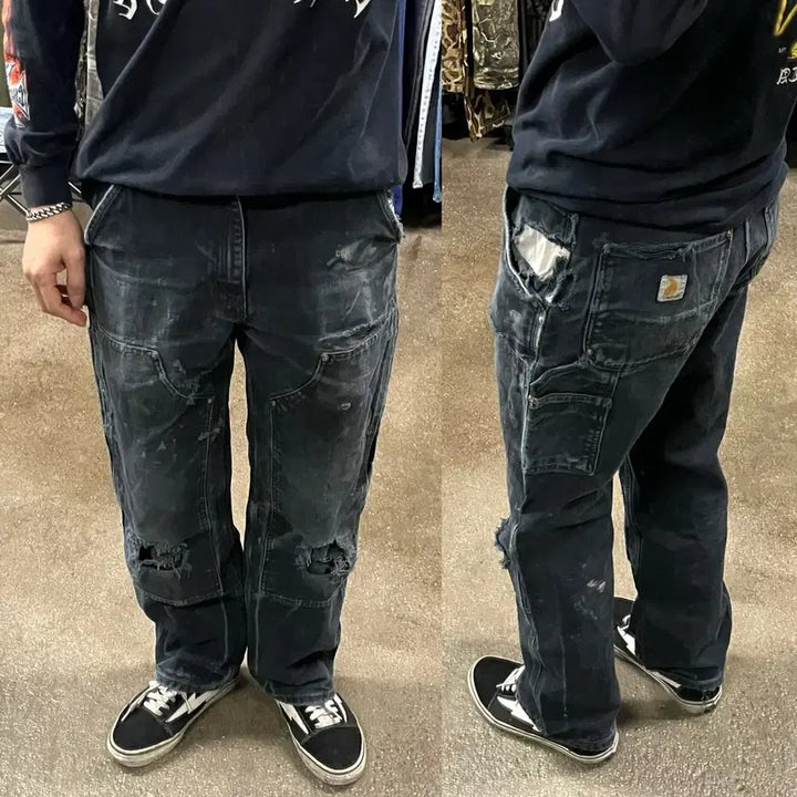 [SOLD OUT] Carhartt 블랙 더블니 팬츠 (30)