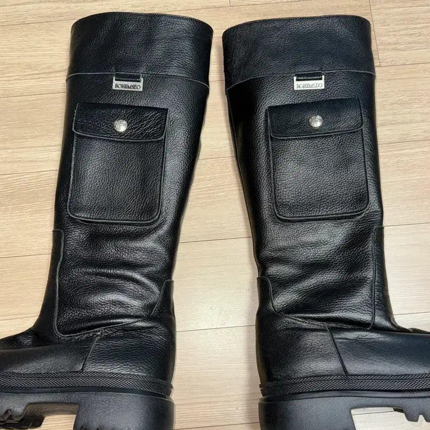 [BUNJANG] Bohemian Seoul Cargo Pocket Long Boots Black / 보헤미안서울) 카고 포켓 롱 부츠 블랙
