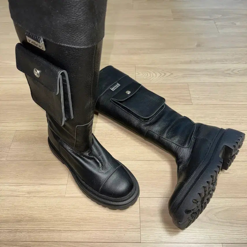 [BUNJANG] Bohemian Seoul Cargo Pocket Long Boots Black / 보헤미안서울) 카고 포켓 롱 부츠 블랙