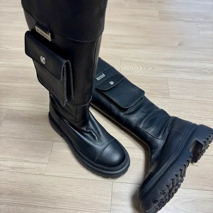 [BUNJANG] Bohemian Seoul Cargo Pocket Long Boots Black / 보헤미안서울) 카고 포켓 롱 부츠 블랙