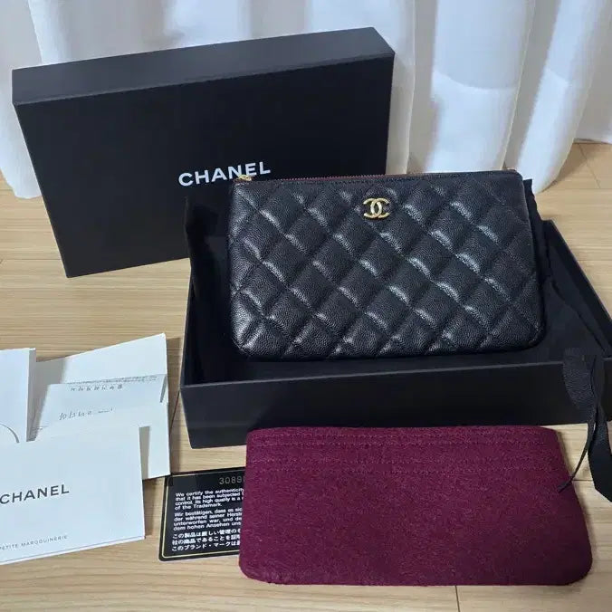 [BUNJANG] Chanel Caviar Black Pouch Full Set / 샤넬 캐비어 블랙 파우치 풀세트