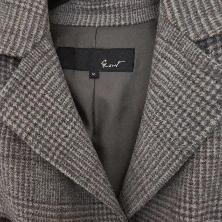 [BUNJANG] G.cut Gray Check Long Coat / G.cut 지컷 울90% 그레이 체크 롱코트 (벨트 포함 / 상태좋음)