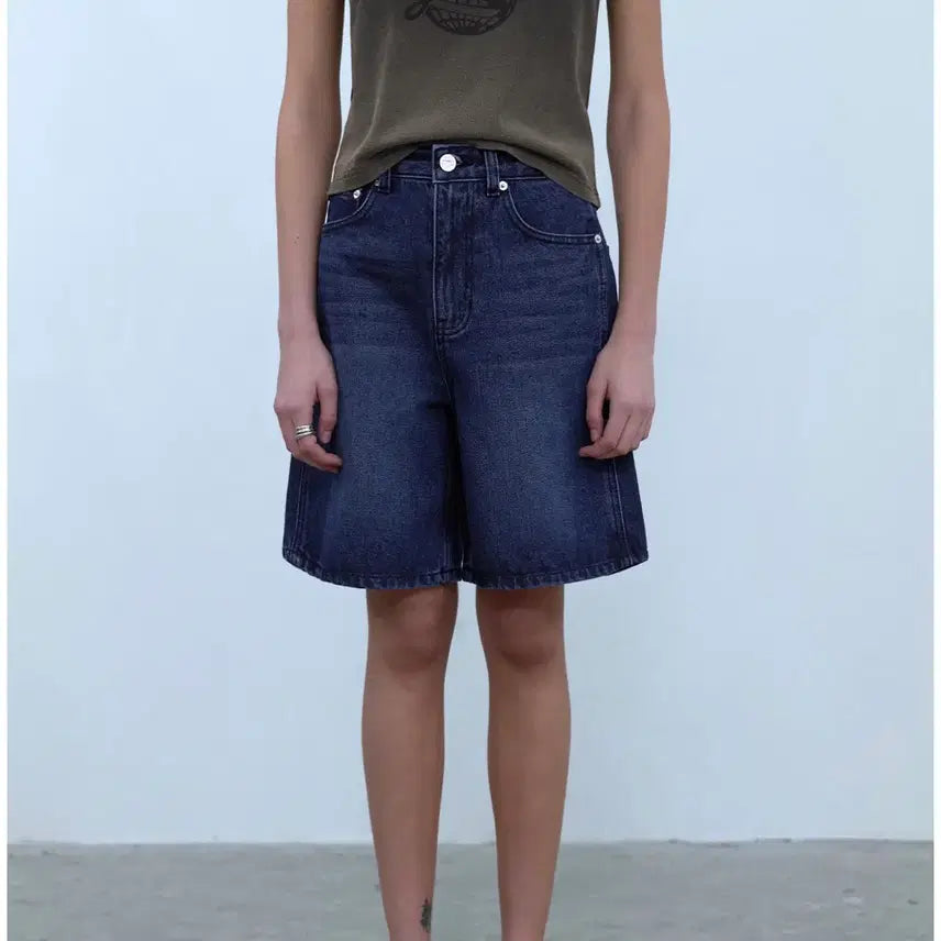 [BUNJANG] OIOI Collection Women's Daily Half Denim Pants Deep Blue S / [오아이오아이컬렉션] 우먼즈 데일리 하프 데님 팬츠 딥블루 s