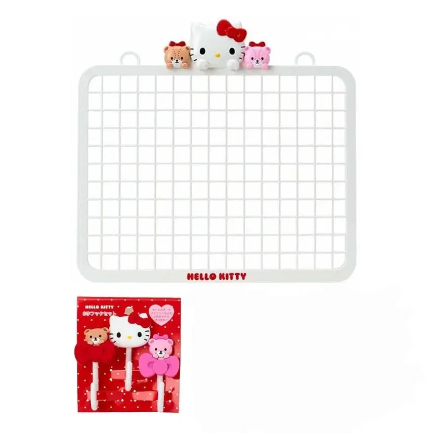 [BUNJANG] Sanrio Kitty Storage Mesh Panel Set / 세트) 산리오 키티 장식 수납 메쉬 패널 메쉬망 네트망 S자후크 고리