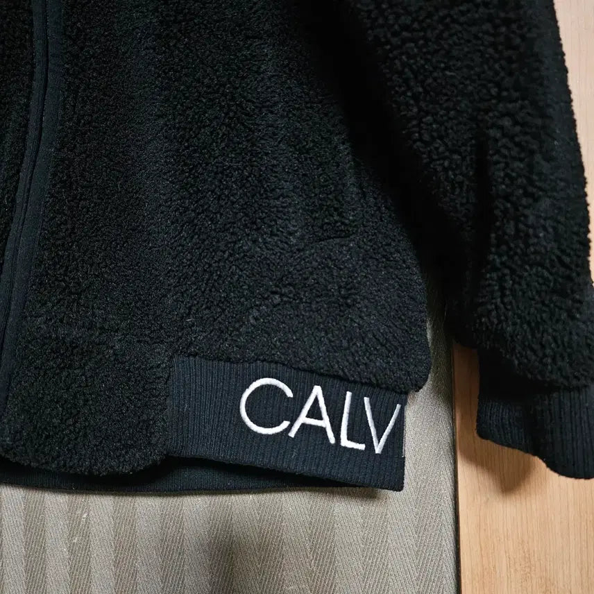 [BUNJANG] Calvin Klein Sherpa Hooded Zip-Up Black S / 캘빈클라인 뽀글이 후드집업 블랙 90 S