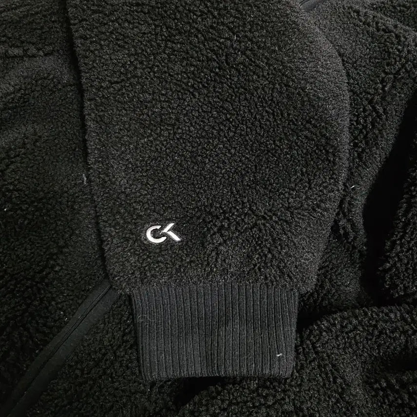[BUNJANG] Calvin Klein Sherpa Hooded Zip-Up Black S / 캘빈클라인 뽀글이 후드집업 블랙 90 S