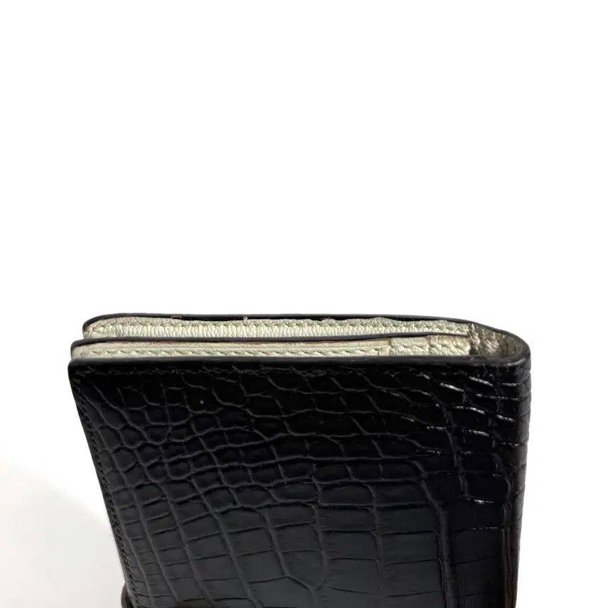 [BUNJANG] Hermès Béarn Soufflet Crocodile Long Wallet Black / 에르메스 베안와니 크로커다일 장지갑 투톤블랙 [D]