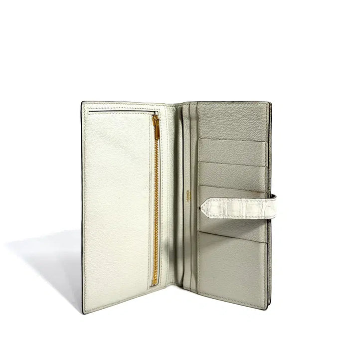 [BUNJANG] Hermès Béarn Soufflet Crocodile Long Wallet Black / 에르메스 베안와니 크로커다일 장지갑 투톤블랙 [D]