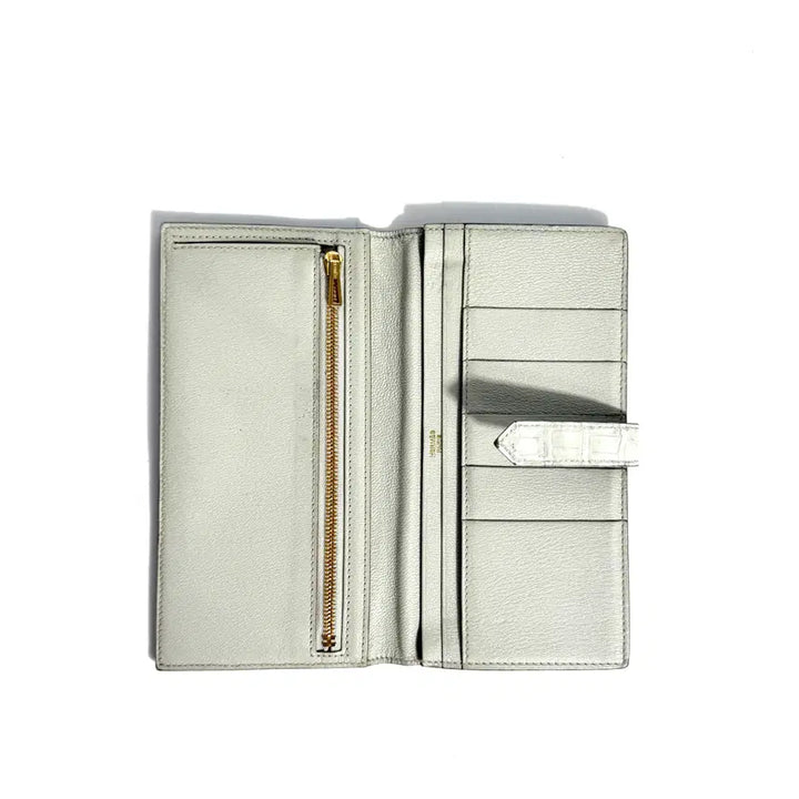 [BUNJANG] Hermès Béarn Soufflet Crocodile Long Wallet Black / 에르메스 베안와니 크로커다일 장지갑 투톤블랙 [D]