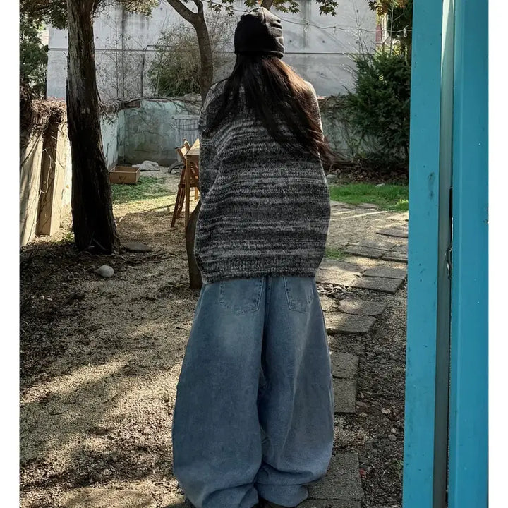 [BUNJANG] Roflow Two-Way Turtleneck Knit Zip-up / 로플로 투웨이 터틀넥 니트 집업