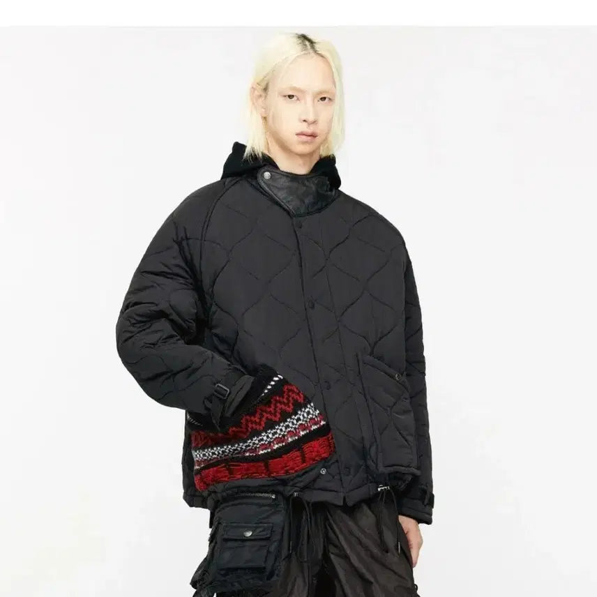 [BUNJANG] Andersson Bell Unisex Knit Patch Quilted Blouson Jacket / 앤더슨벨  유니섹스  니트패치 퀼팅 블루종   점퍼