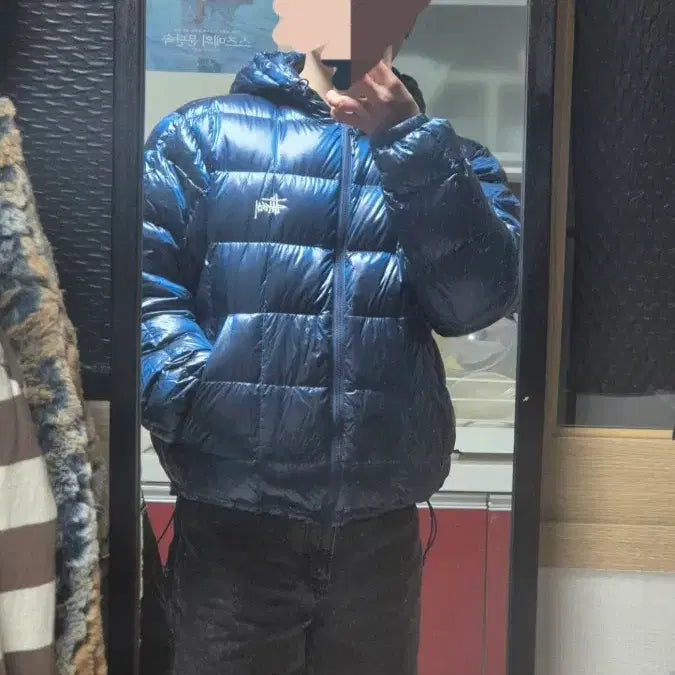 [BUNJANG] Stussy Midweight Hooded Puffer Jacket Royal L / 스투시 미드웨이트 후드 패딩 퍼퍼 로얄 L
