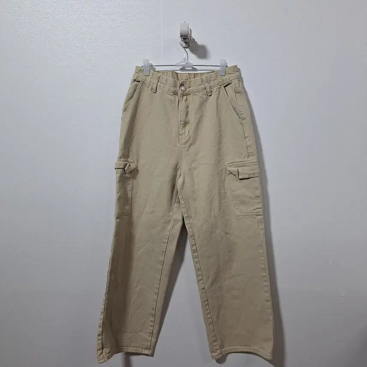 [BUNJANG] Unbranded Beige Wide Cargo Pants / 여성 베이지 와이드 카고팬츠 면바지 L (c자27)