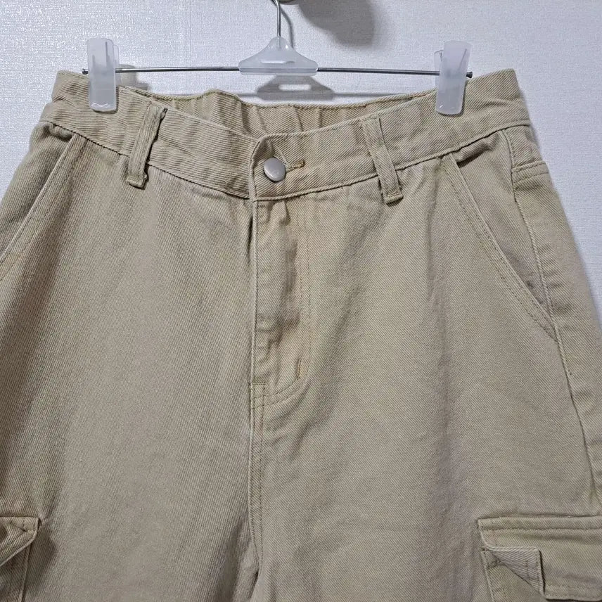 [BUNJANG] Unbranded Beige Wide Cargo Pants / 여성 베이지 와이드 카고팬츠 면바지 L (c자27)
