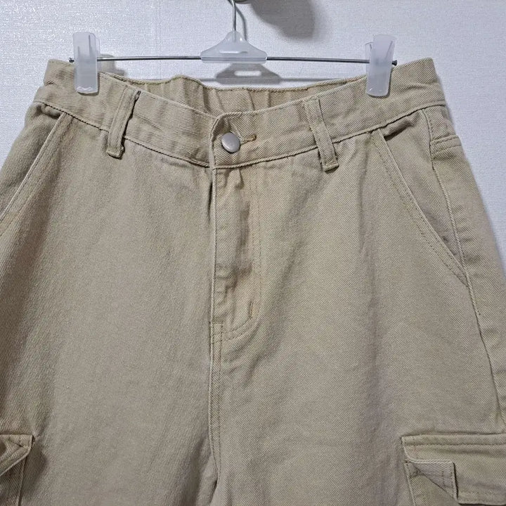 [BUNJANG] Unbranded Beige Wide Cargo Pants / 여성 베이지 와이드 카고팬츠 면바지 L (c자27)