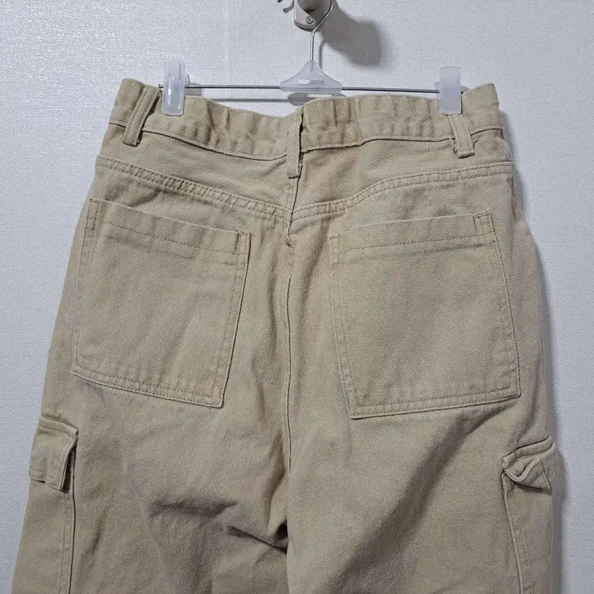 [BUNJANG] Unbranded Beige Wide Cargo Pants / 여성 베이지 와이드 카고팬츠 면바지 L (c자27)