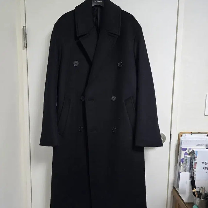 [BUNJANG] Mama Gari Cashmere Black Double Coat / 마마가리 캐시미어 블랙 더블 코트 46(95)