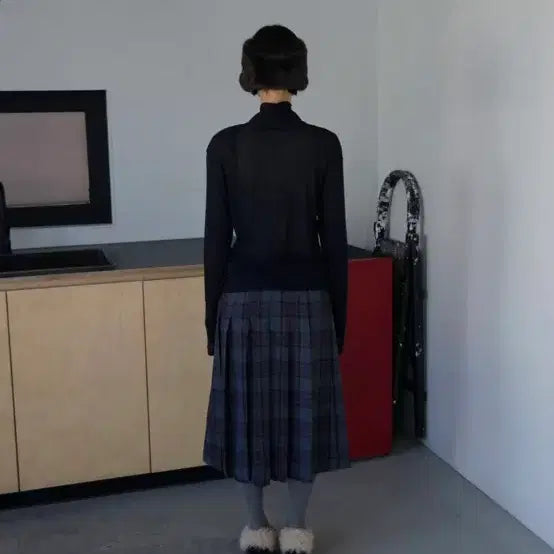 [BUNJANG] ERR Pleats Check Skirt / 이알알 플리츠 체크스커트
